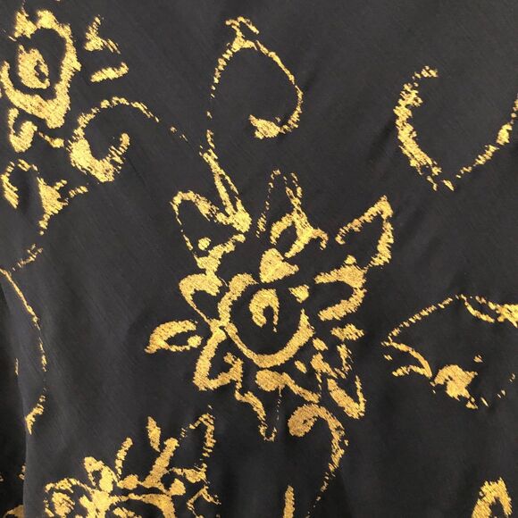 Lauren Ralph Lauren Black & Gold Floral Chiffon Circle Midi Skirt Office Size M - Picture 3 of 6